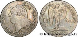 LOUIS XVI (MONARQUE CONSTITUTIONNEL)  15 sols dit &nbsp;au génie&nbsp;, type FRANÇOIS 1791 Limoges TB+