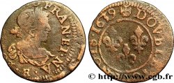 LOUIS XIII LE JUSTE Double tournois, 19e type 1639 Tours