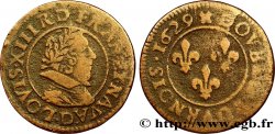 LOUIS XIII LE JUSTE Double tournois, type 6 de Lyon 1629 Lyon TB+