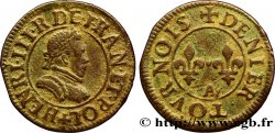 HENRI III Denier tournois, 1er type de Paris n.d. Paris, Moulin des Étuves TTB
