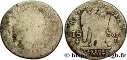 LOUIS XVI (MONARQUE CONSTITUTIONNEL)  15 sols dit &nbsp;au génie&nbsp;, type FRANCOIS 1791 Limoges