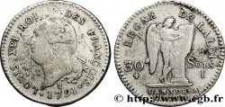 LOUIS XVI (MONARQUE CONSTITUTIONNEL)  30 sols dit &nbsp;au génie&nbsp;, type FRANÇOIS 1791 Limoges