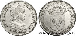 LOUIS XIV &nbsp;THE SUN KING&nbsp; Quart d&nbsp;écu, portrait à la mèche courte 1644 Paris, Monnaie de Matignon SS