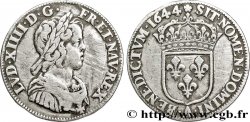 LOUIS XIV LE GRAND OU LE ROI SOLEIL Quart d&nbsp;écu, portrait à la mèche courte 1644 Paris, Monnaie de Matignon TB