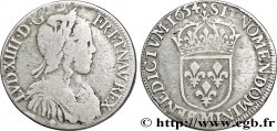 LOUIS XIV LE GRAND OU LE ROI SOLEIL Demi-écu, portrait à la mèche longue 1654 Toulouse TB