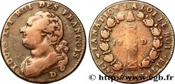 LOUIS XVI (MONARQUE CONSTITUTIONNEL)  12 deniers dit  au faisceau , type FRANCOIS 1792 Lyon TB