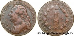 LOUIS XVI (MONARQUE CONSTITUTIONNEL)  12 deniers dit &nbsp;au faisceau&nbsp;, type FRANCOIS 1792 Lyon TB