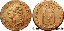 LOUIS XVI Sol dit  à l écu  1791 Rouen TTB