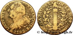 LOUIS XVI (MONARQUE CONSTITUTIONNEL)  2 sols dit &nbsp;au faisceau&nbsp;, type FRANÇOIS 1792 Rouen