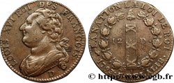 LOUIS XVI (MONARQUE CONSTITUTIONNEL)  12 deniers dit &nbsp;au faisceau&nbsp;, type FRANCOIS 1793 Lyon