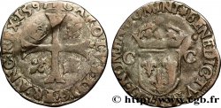 CHARLES X, CARDINAL DE BOURBON Douzain aux deux C, 3e type 1597 Nantes