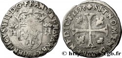 HENRI IV LE GRAND Douzain aux deux H couronnées, 9ème type 1593 Clermont-Ferrand