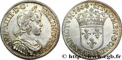 LOUIS XIV LE GRAND OU LE ROI SOLEIL Quart d&nbsp;écu, portrait à la mèche courte 1644 Paris, Monnaie du Louvre SUP/SPL