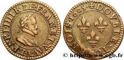 HENRI IV LE GRAND Double tournois, 1er type de Paris (légende française) 1605 Paris, Moulin des Étuves