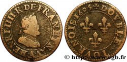 HENRI IV LE GRAND Double tournois, 1er type de Paris (légende française) 1605 Paris, Moulin des Étuves TB+