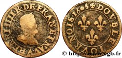 HENRI IV LE GRAND Double tournois, 1er type de Paris (légende française) 1605 Paris, Moulin des Étuves TB