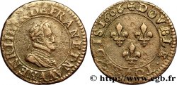 HENRI IV LE GRAND Double tournois, 1er type de Paris (légende française) 1606 Paris, Moulin des Étuves TB+