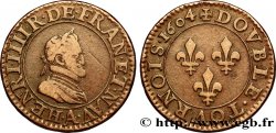 HENRY IV Double tournois, 2e type de Paris (légende française) 1604 Paris, Moulin des Étuves VF