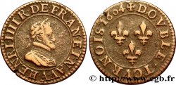 HENRI IV LE GRAND Double tournois, 2e type de Paris (légende française) 1604 Paris, Moulin des Étuves