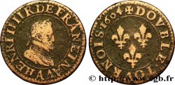 HENRI IV LE GRAND Double tournois, 2e type de Paris (légende française) 1604 Paris, Moulin des Étuves