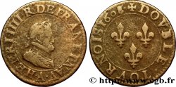 HENRI IV LE GRAND Double tournois, 2e type de Paris (légende française) 1608 Paris