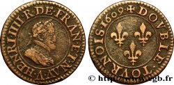 HENRI IV LE GRAND Double tournois, 2e type de Paris (légende française) 1609 Paris, Moulin des Étuves TTB