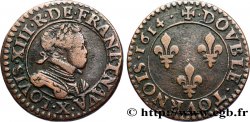 LOUIS XIII LE JUSTE Double tournois, type 1 1614 Amiens TTB