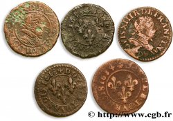 LOUIS XIII LE JUSTE Lot de 5 doubles tournois de Louis XIII n.d. Lyon TB