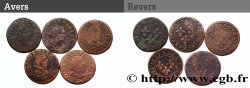 LOUIS XIII LE JUSTE Lot de 5 doubles tournois de Louis XIII n.d. Lyon TB