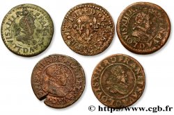 LOUIS XIII LE JUSTE Lot de 5 doubles tournois de Louis XIII n.d. Lyon TB