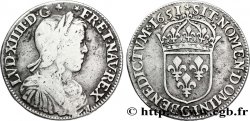 LOUIS XIV LE GRAND OU LE ROI SOLEIL Demi-écu, portrait à la mèche longue 1651 Saint-Lô TB/TB+