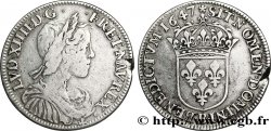 LOUIS XIV LE GRAND OU LE ROI SOLEIL Demi-écu, portrait à la mèche longue 1647 Rouen TB/TB+