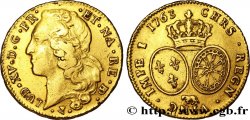 LOUIS XV DIT LE BIEN AIMÉ Double louis d’or aux écus ovales, tête ceinte d’un bandeau 1763 Pau