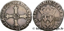 HENRI IV LE GRAND Huitième d&nbsp;écu, croix feuillue de face 1606 Nantes TB+
