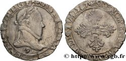 HENRI III Demi-franc au col plat 1587 Rennes TB+/TTB