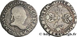 HENRY III Quart de franc au col plat 1589 Rouen