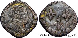 THE LEAGUE. COINAGE IN THE NAME OF HENRY III Double tournois, 1er type de Bayonne 1590 Bayonne