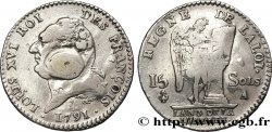 LOUIS XVI (MONARQUE CONSTITUTIONNEL)  15 sols dit &nbsp;au génie&nbsp;, type FRANÇOIS 1791 Paris