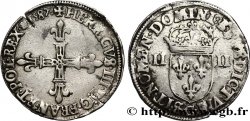 HENRY III Quart d écu, croix de face 1587 Saint-Lô