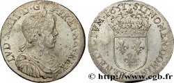 LOUIS XIV LE GRAND OU LE ROI SOLEIL Demi-écu, portrait à la mèche longue 1651 Limoges TTB+