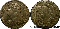 LOUIS XVI (MONARQUE CONSTITUTIONNEL)  2 sols dit &nbsp;au faisceau&nbsp;, type FRANÇOIS 1792 Metz TB+