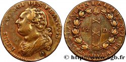 LOUIS XVI (MONARQUE CONSTITUTIONNEL)  12 deniers dit &nbsp;au faisceau&nbsp;, type FRANCOIS 1792 Lyon