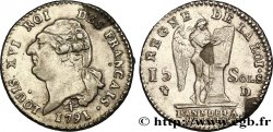 LOUIS XVI (MONARQUE CONSTITUTIONNEL)  15 sols dit  au génie , type FRANCAIS 1791 Lyon