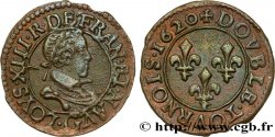 LOUIS XIII LE JUSTE Double tournois, type 2 de Poitiers 1620 Poitiers TTB+/SUP