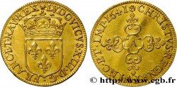 LOUIS XIII  Écu d or au soleil, à la croix anillée fleurdelisée 1641 Paris, Monnaie du Louvre