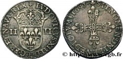 LOUIS XIII  Quart d écu, à la croix fleurdelisée, titulature côté écu 1643 Tours