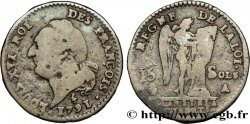LOUIS XVI 15 sols dit &nbsp;au génie&nbsp;, type FRANÇOIS 1791 Paris