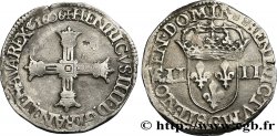 HENRY IV Quart d écu, croix batonnée et couronnée de face 1606 Saint-Lô