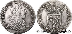 LOUIS XIV LE GRAND OU LE ROI SOLEIL Douzième d&nbsp;écu, portrait apollinien 1663 Lyon TB+/TTB