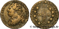 LOUIS XVI (MONARQUE CONSTITUTIONNEL)  12 deniers dit &nbsp;au faisceau&nbsp;, type FRANÇOIS 1792 Saumur